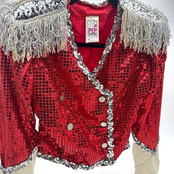 PEP THREADS VTG Sequin Band Jacket Vest Junior Sized MADE IN USA 1990's costume - Picture 6 of 16